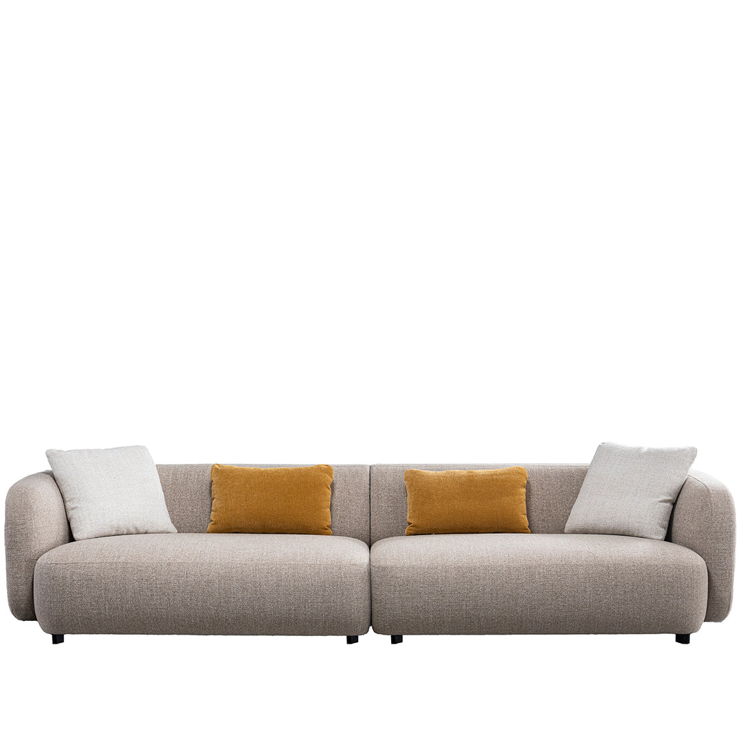 Cream mixed weave fabric 4 seater sofa luma in white background.