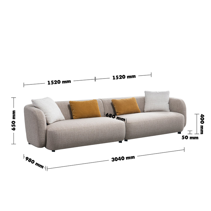 Cream mixed weave fabric 4 seater sofa luma size charts.