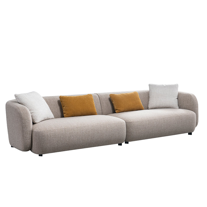 Cream mixed weave fabric 4 seater sofa luma with context.