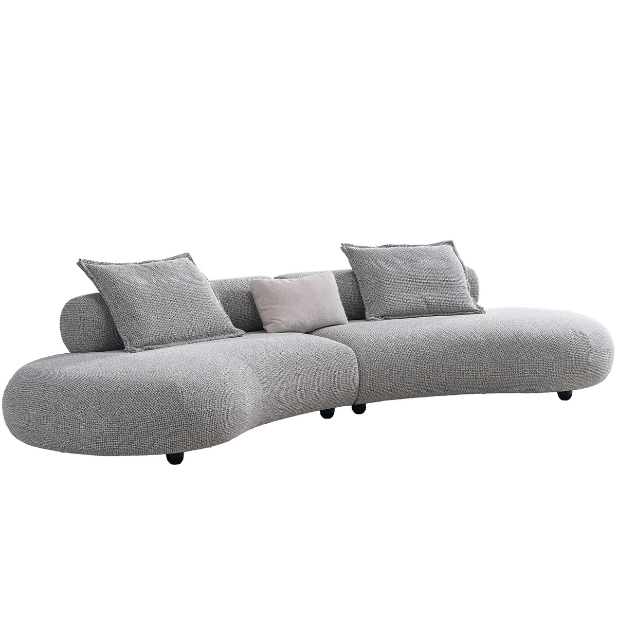 Cream mixed weave fabric 6 seater sofa curvo in real life style.