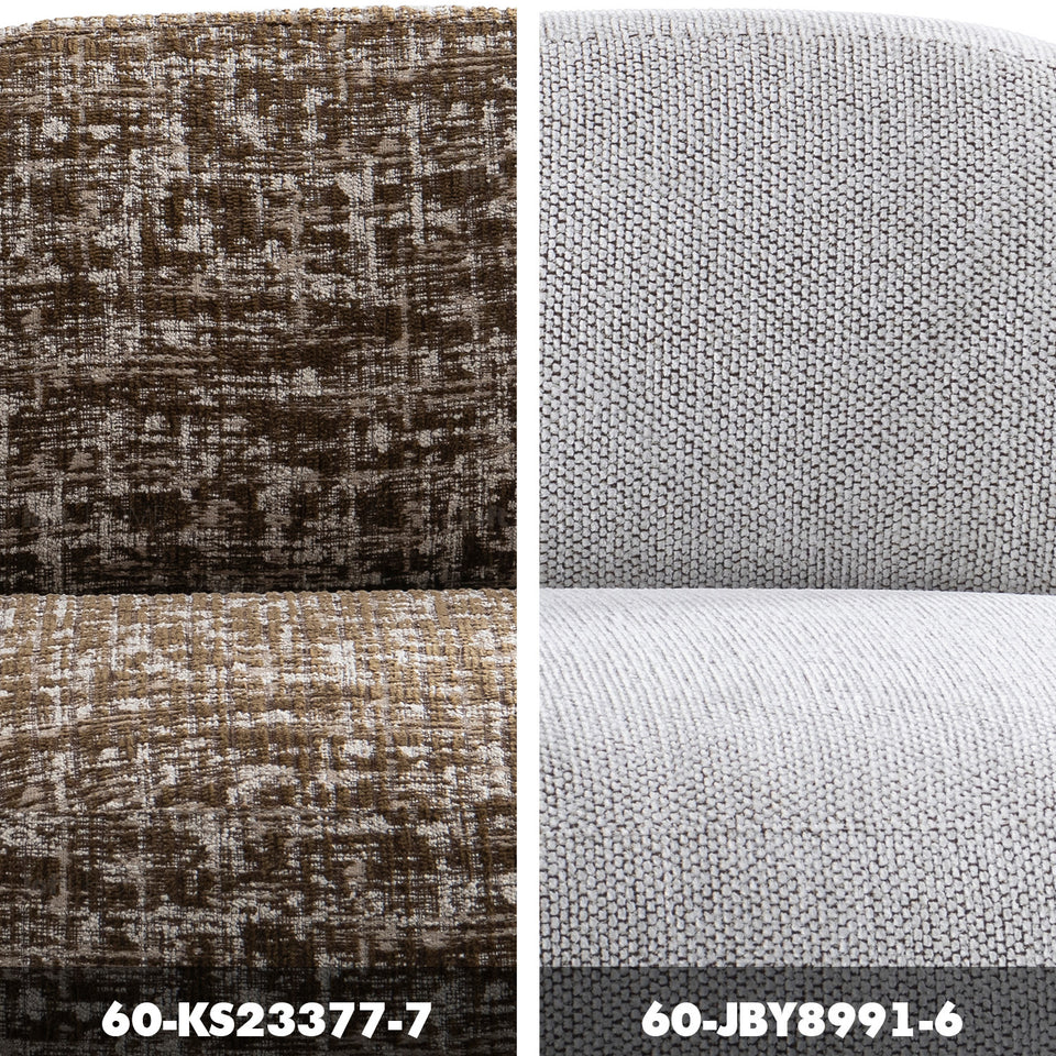 Cream mixed weave fabric revolving 1 seater sofa bixy color swatches.