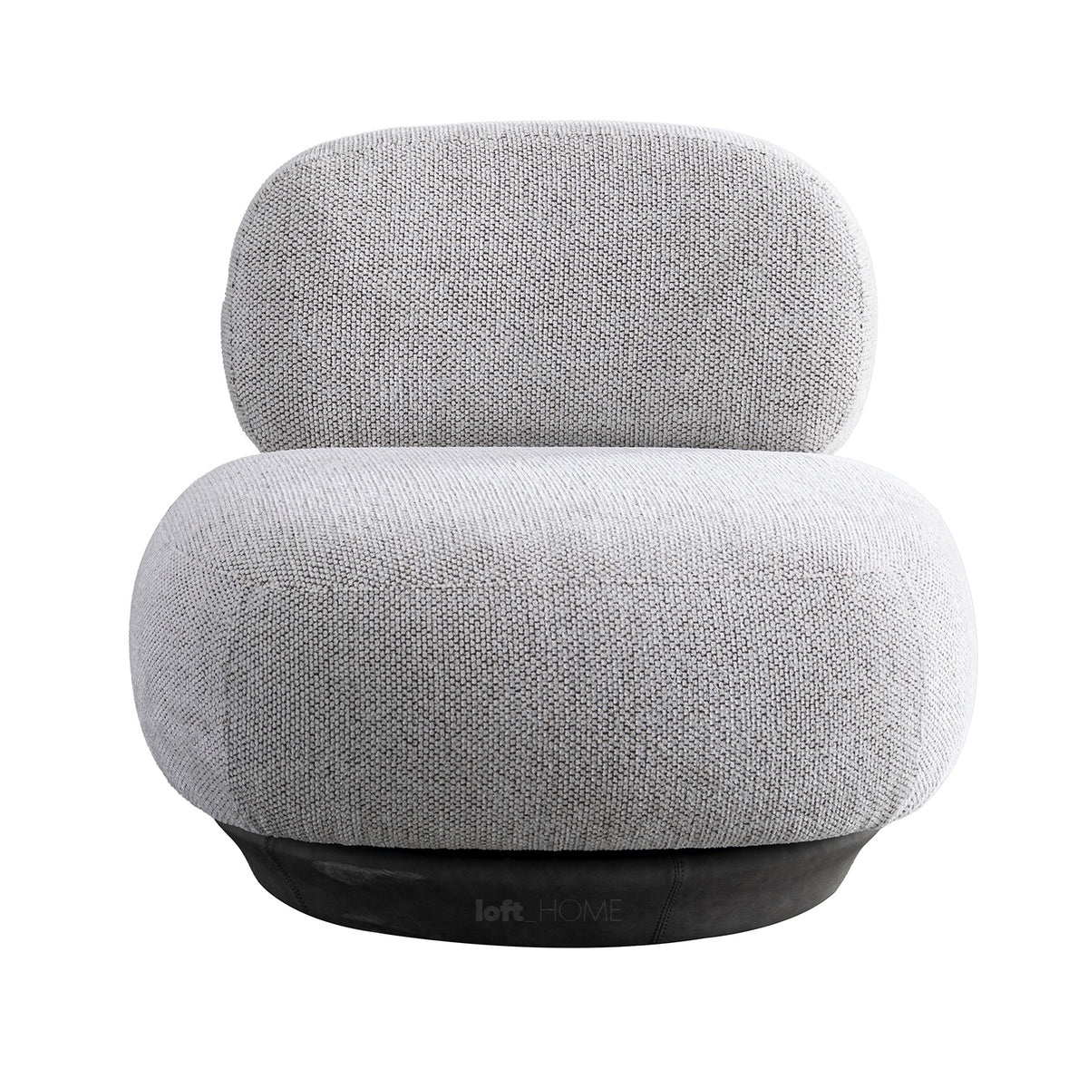 Cream mixed weave fabric revolving 1 seater sofa bixy in close up details.