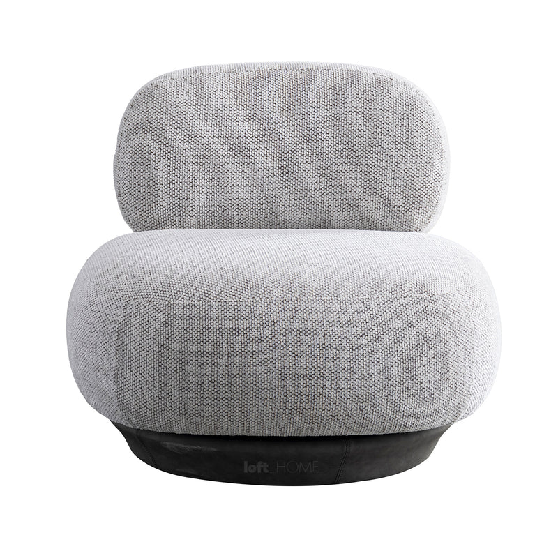 Cream mixed weave fabric revolving 1 seater sofa bixy in close up details.