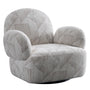 Cream Mixed Weave Fabric Revolving 1 Seater Sofa POMU