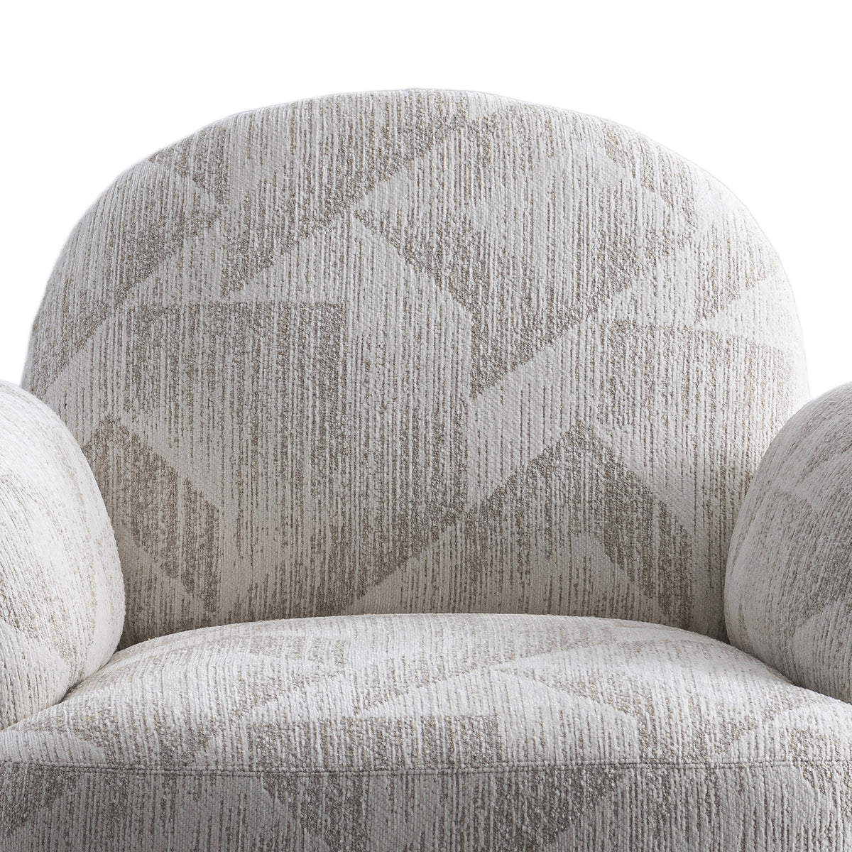 Cream mixed weave fabric revolving 1 seater sofa pomu with context.