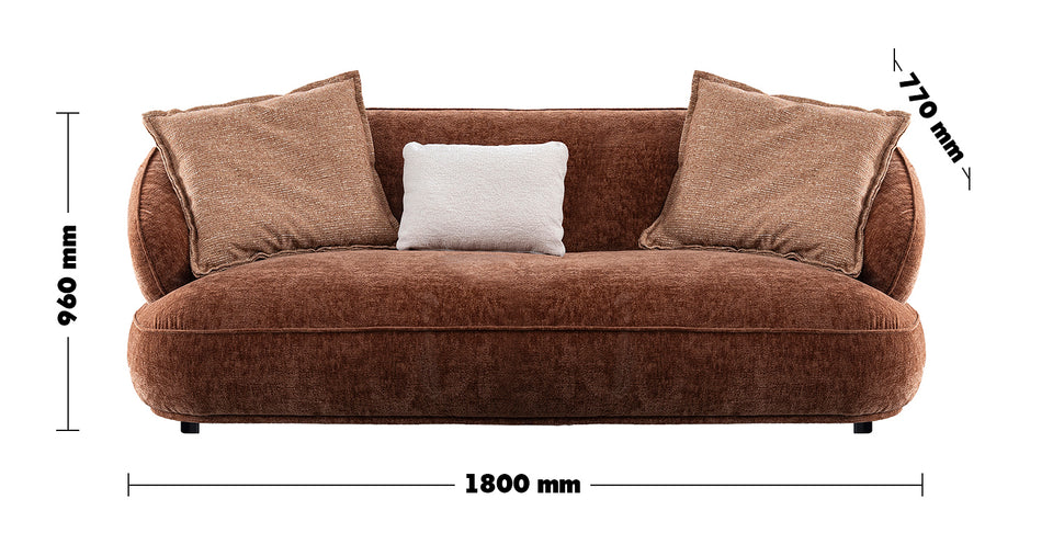 Cream Velvet Fabric 2 Seater Sofa COCOA Size Chart