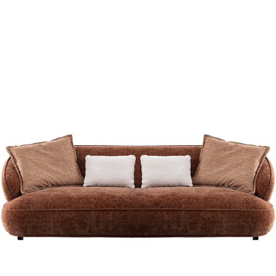 Cream velvet fabric 3 seater sofa cocoa in white background.