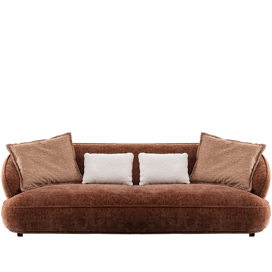 Cream velvet fabric 3 seater sofa cocoa in white background.