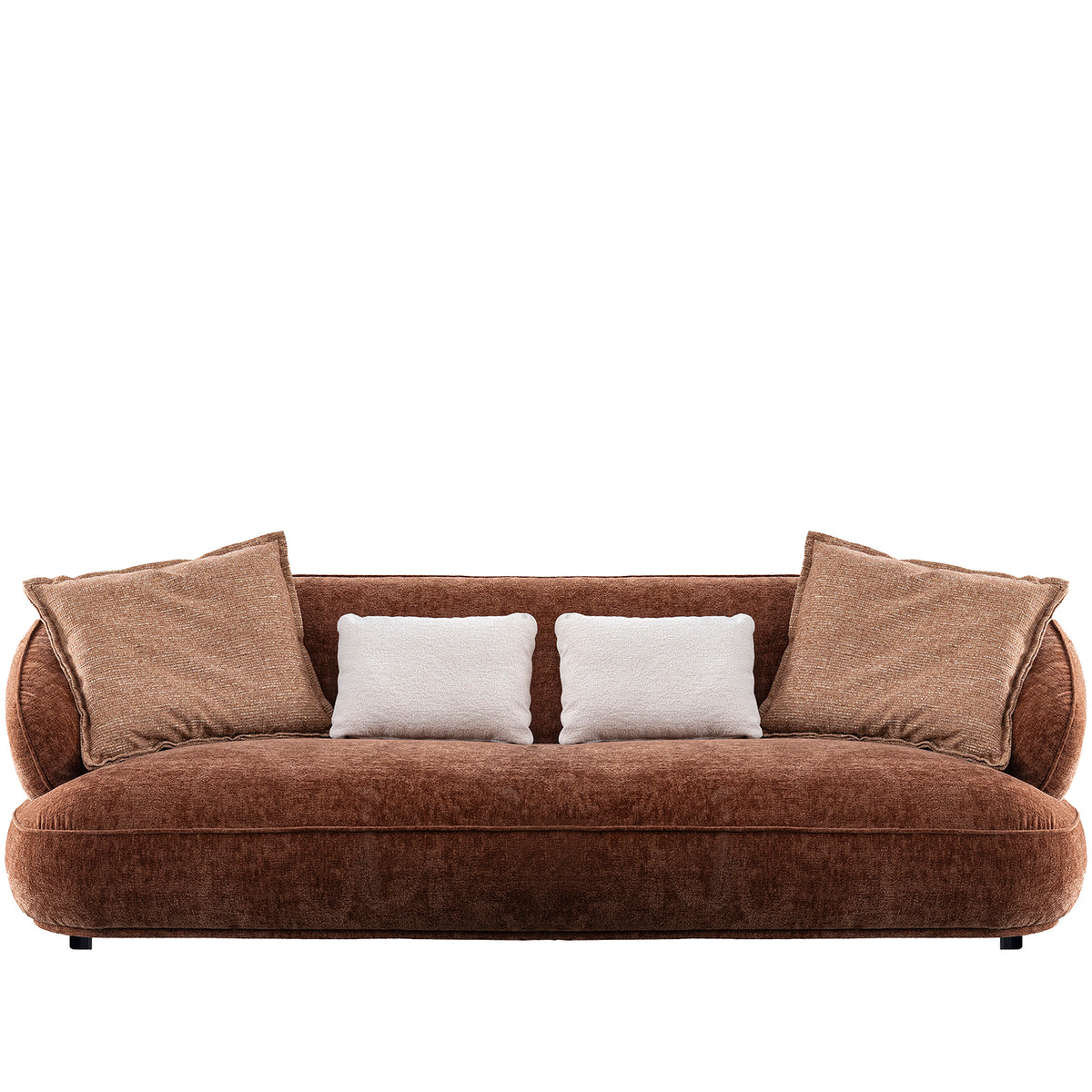 Cream velvet fabric 3 seater sofa cocoa in real life style.