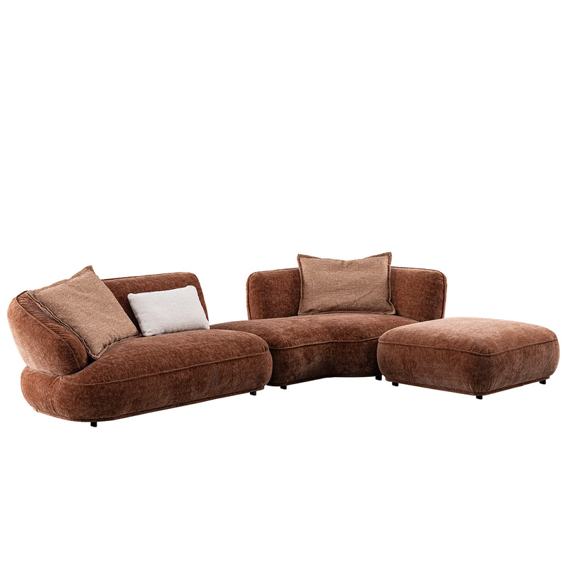 Cream velvet fabric l shape sectional sofa cocoa 3+l material variants.