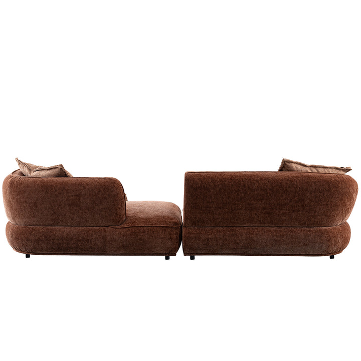 Cream velvet fabric l shape sectional sofa cocoa in real life style.