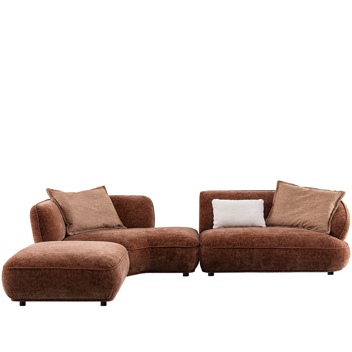 Cream velvet fabric l shape sectional sofa cocoa with context.