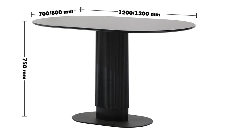 Modern Wood Dining Table ECLAIR Size Chart
