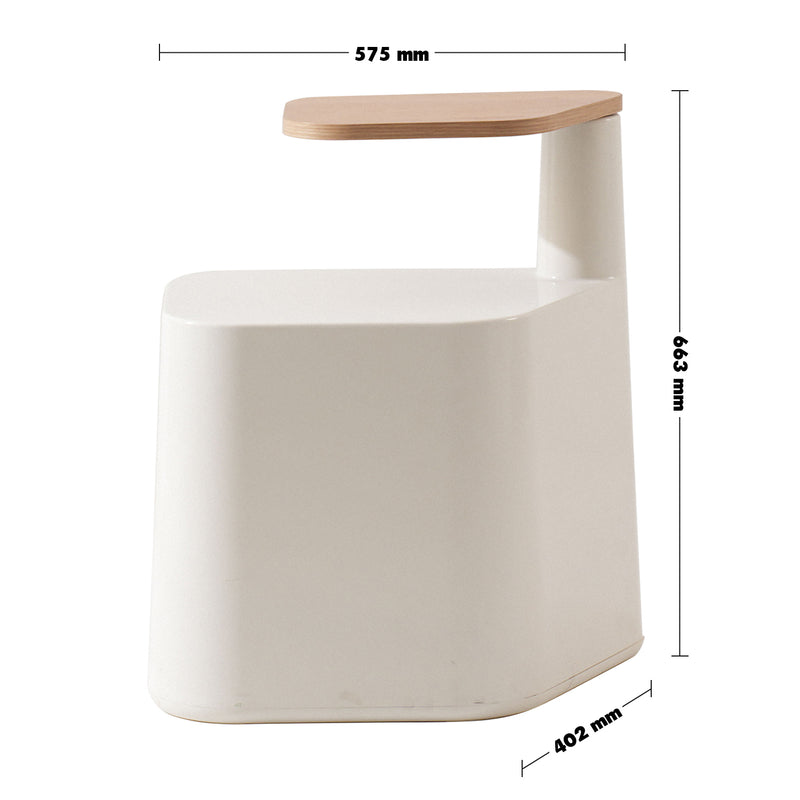 Modern Wood Side Table TIRAMISU Size Chart