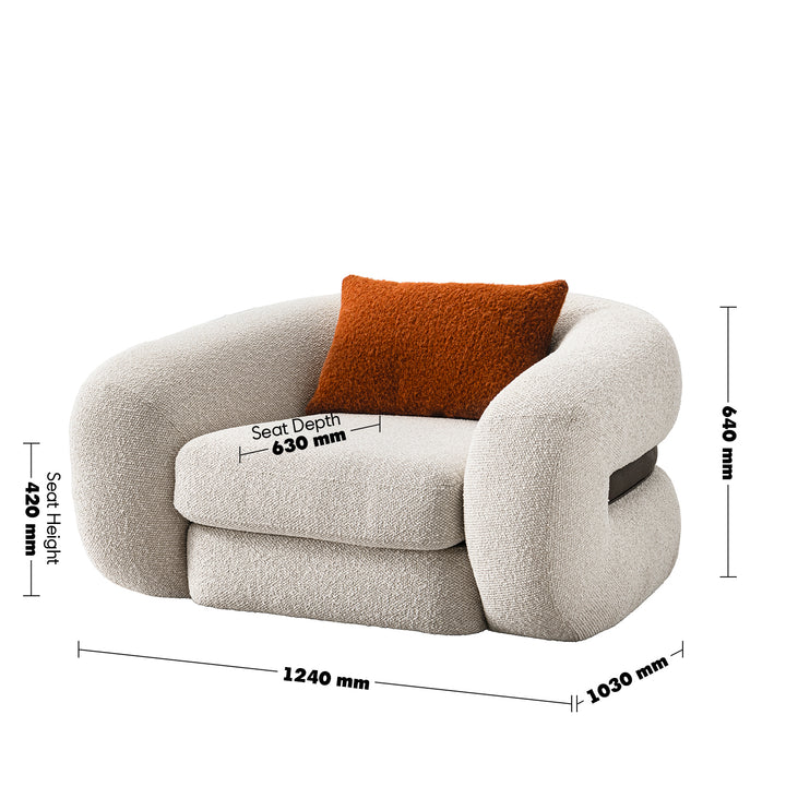 Cream boucle fabric 1 seater sofa curly size charts.