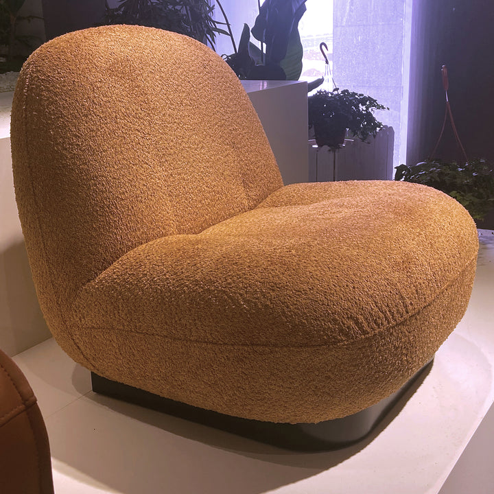 Cream boucle fabric 1 seater sofa velora in details.