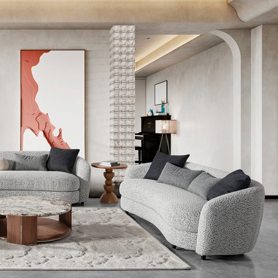 Cream boucle fabric 3 seater sofa nova primary product view.