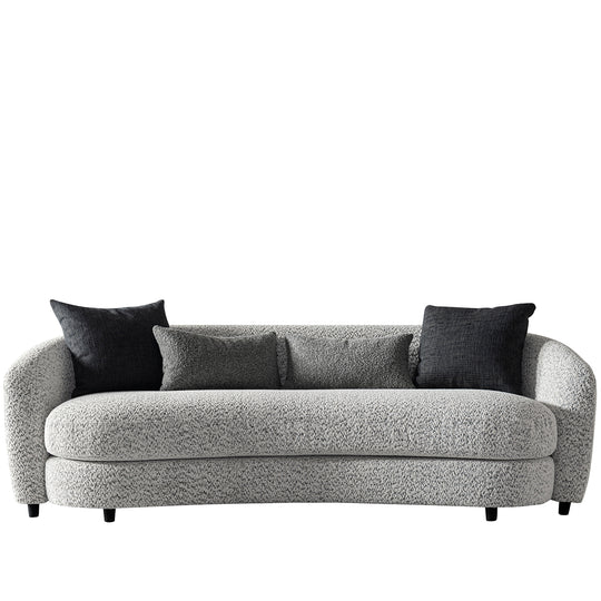Cream boucle fabric 3 seater sofa nova in white background.