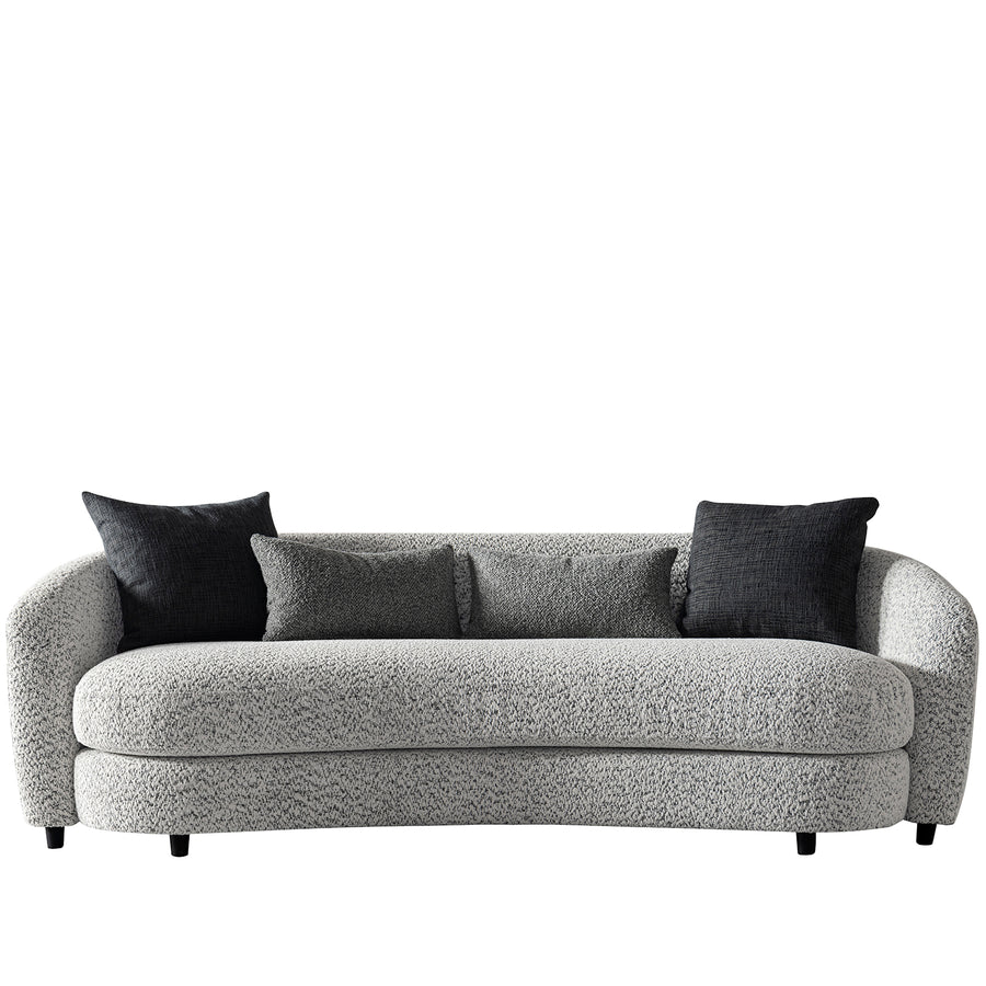 Cream boucle fabric 3 seater sofa nova in white background.