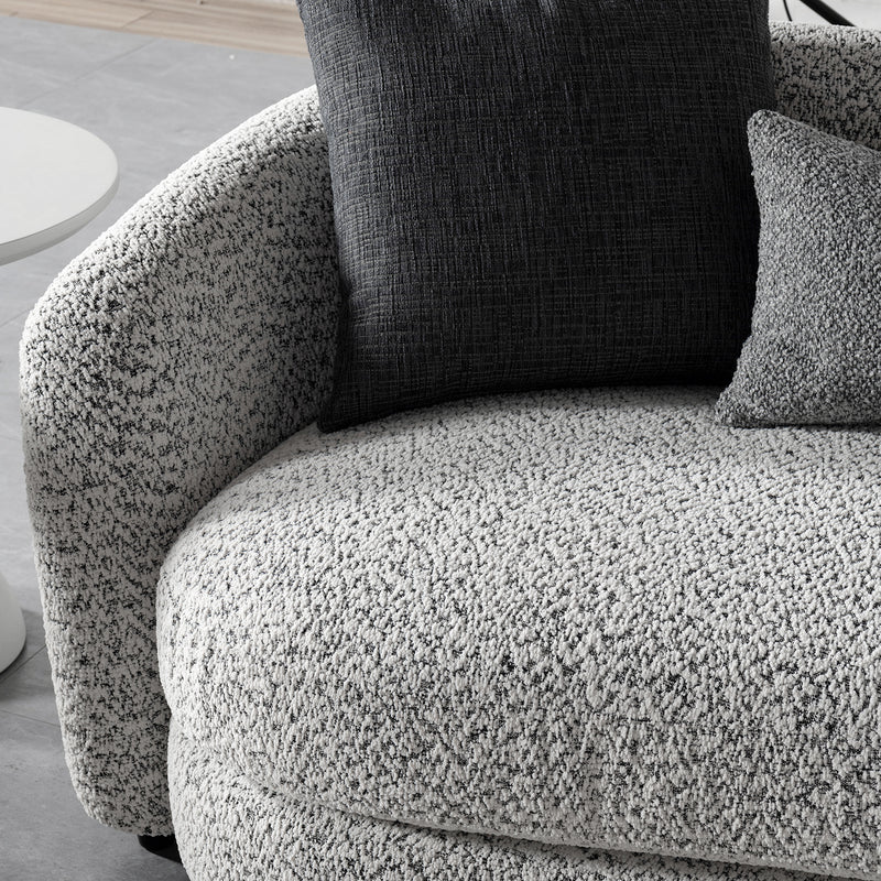 Cream boucle fabric 3 seater sofa nova with context.