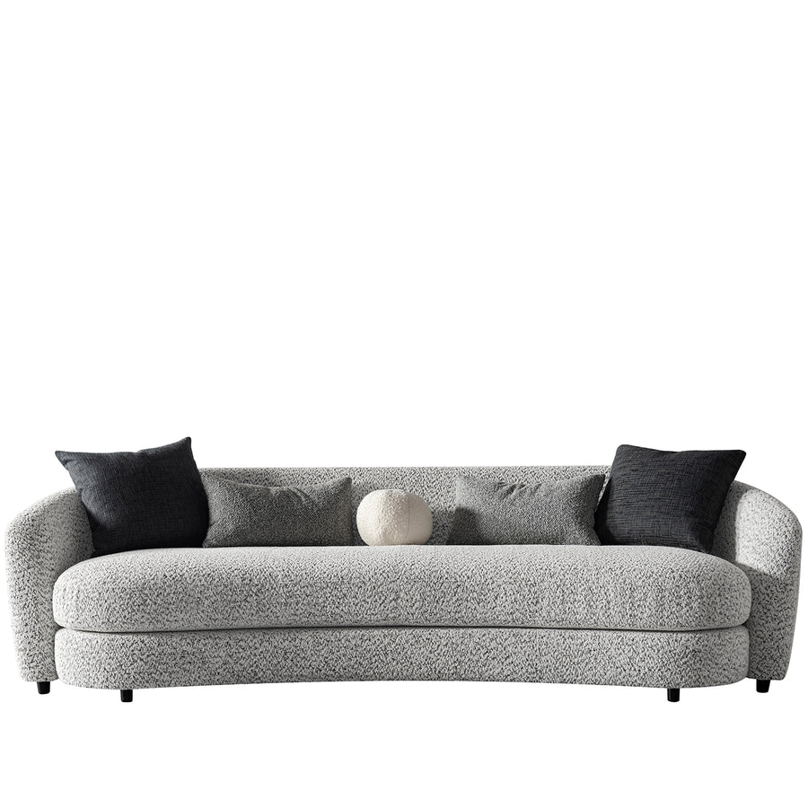 Cream boucle fabric 4 seater sofa nova in white background.