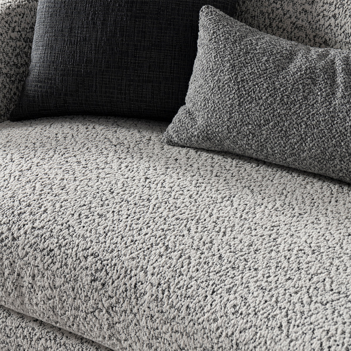 Cream boucle fabric 4 seater sofa nova in details.