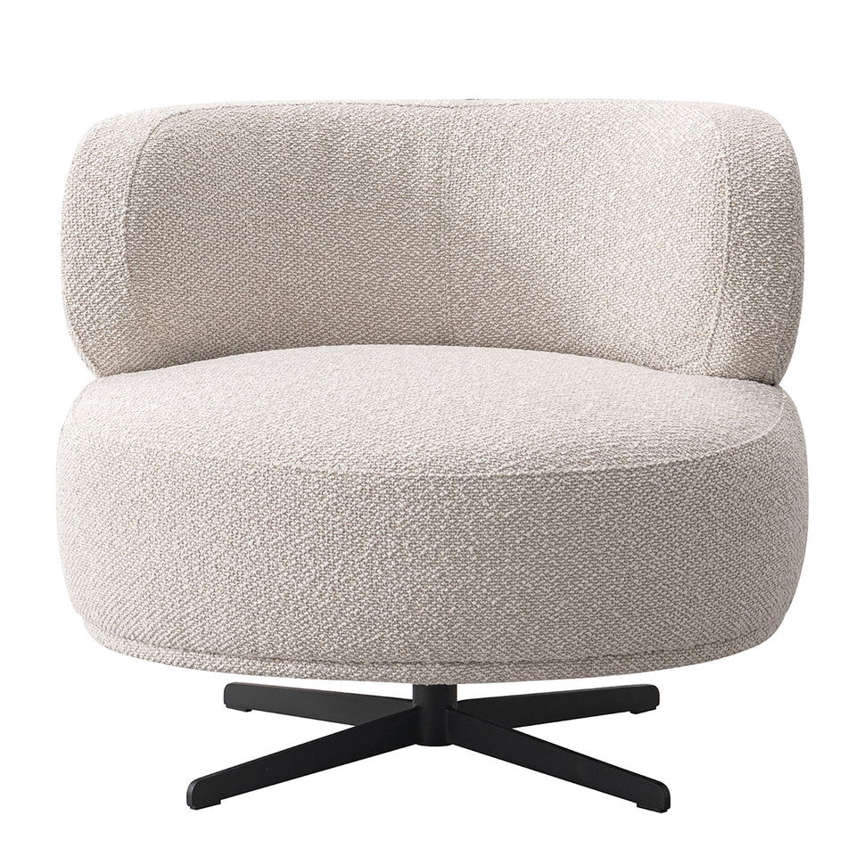 Cream boucle fabric revolving 1 seater sofa chair vuvo material variants.