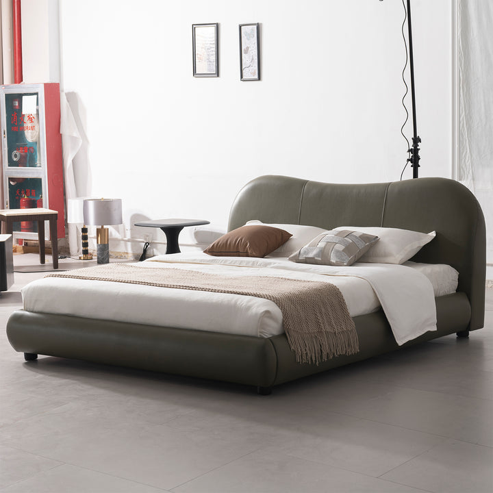 Cream genuine leather bed frame moyu environmental situation.