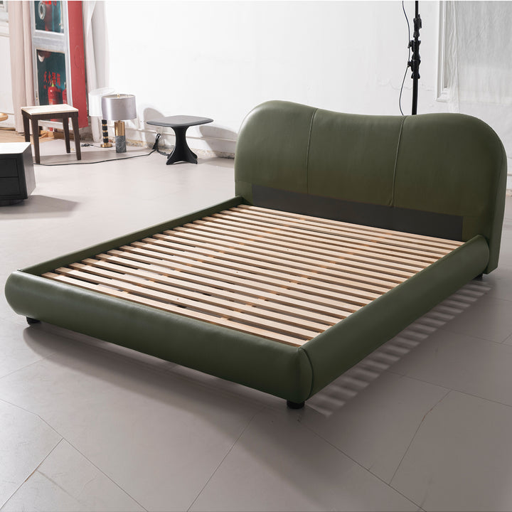 Cream genuine leather bed frame moyu conceptual design.
