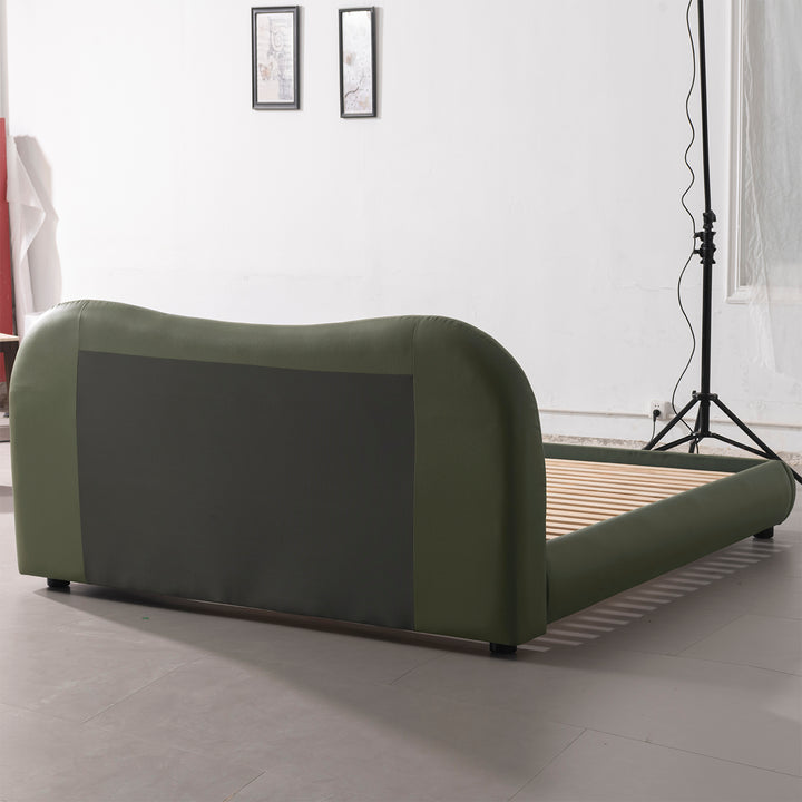 Cream genuine leather bed frame moyu situational feels.