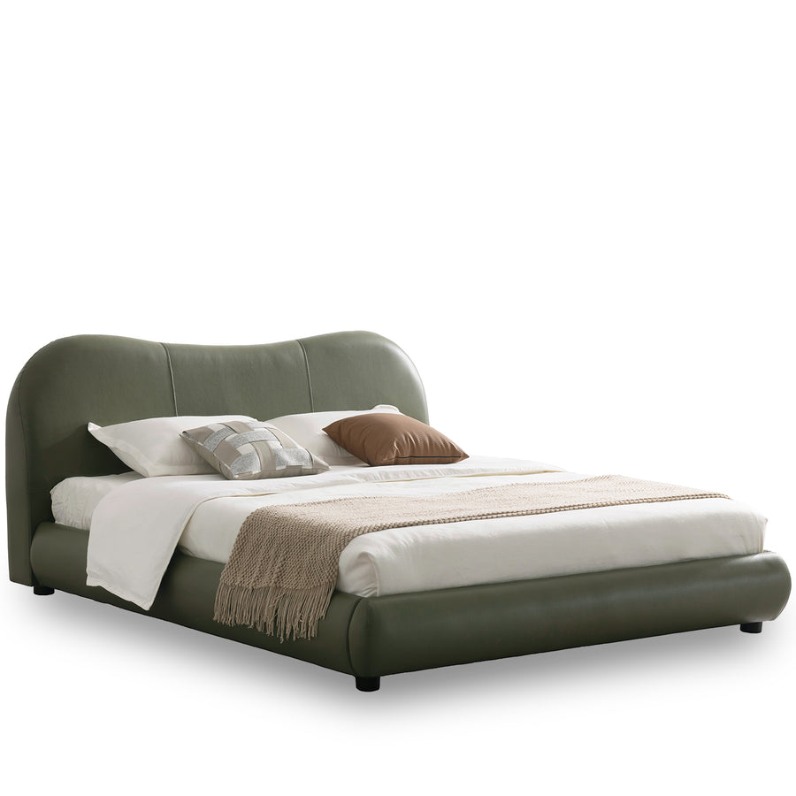 Cream Genuine Leather Bed Frame MOYU