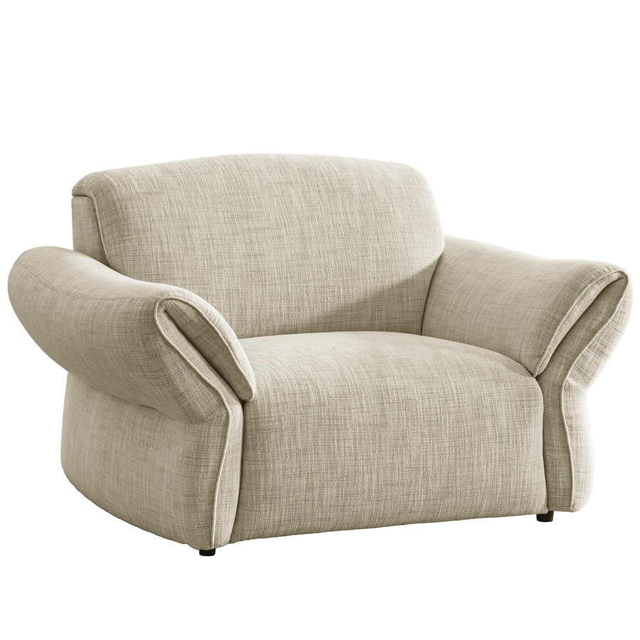 Cream mixed weave fabric 1 seater sofa lunar in white background.