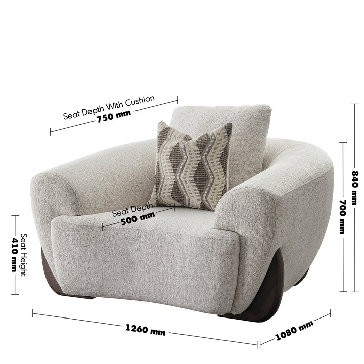 Cream Mixed Weave Fabric 1 Seater Sofa SWOOP