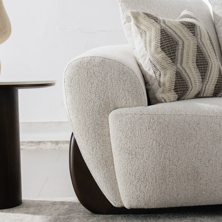 Cream mixed weave fabric 1 seater sofa swoop material variants.