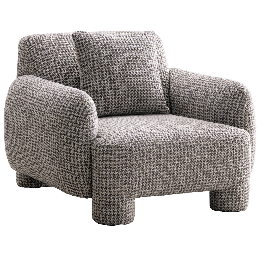 Cream mixed weave fabric 1 seater sofa syra in white background.