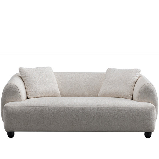 Cream mixed weave fabric 2 seater sofa puffy in white background.