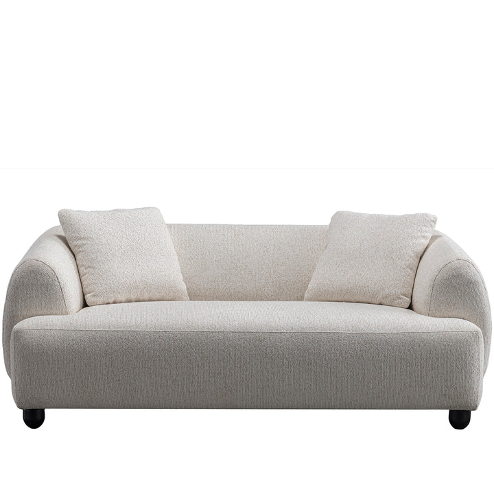 Cream mixed weave fabric 2 seater sofa puffy in white background.