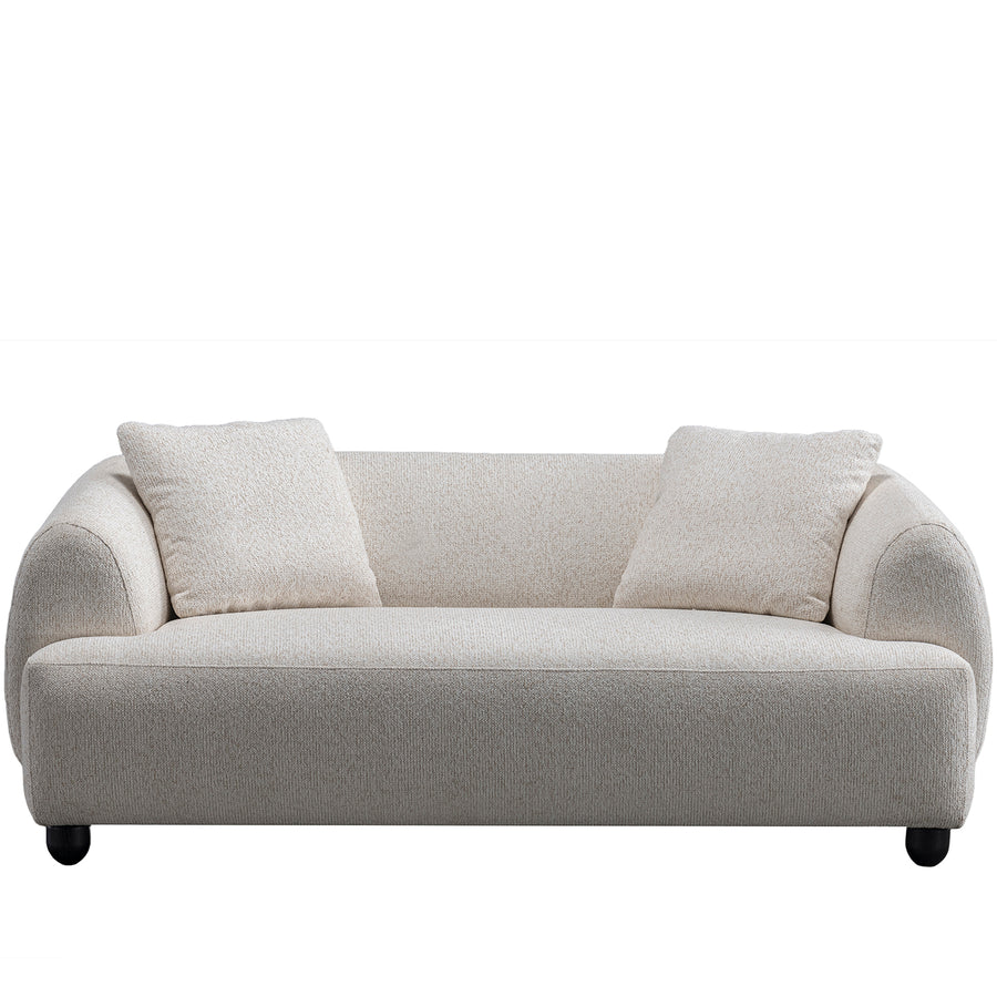 Cream mixed weave fabric 2 seater sofa puffy in white background.