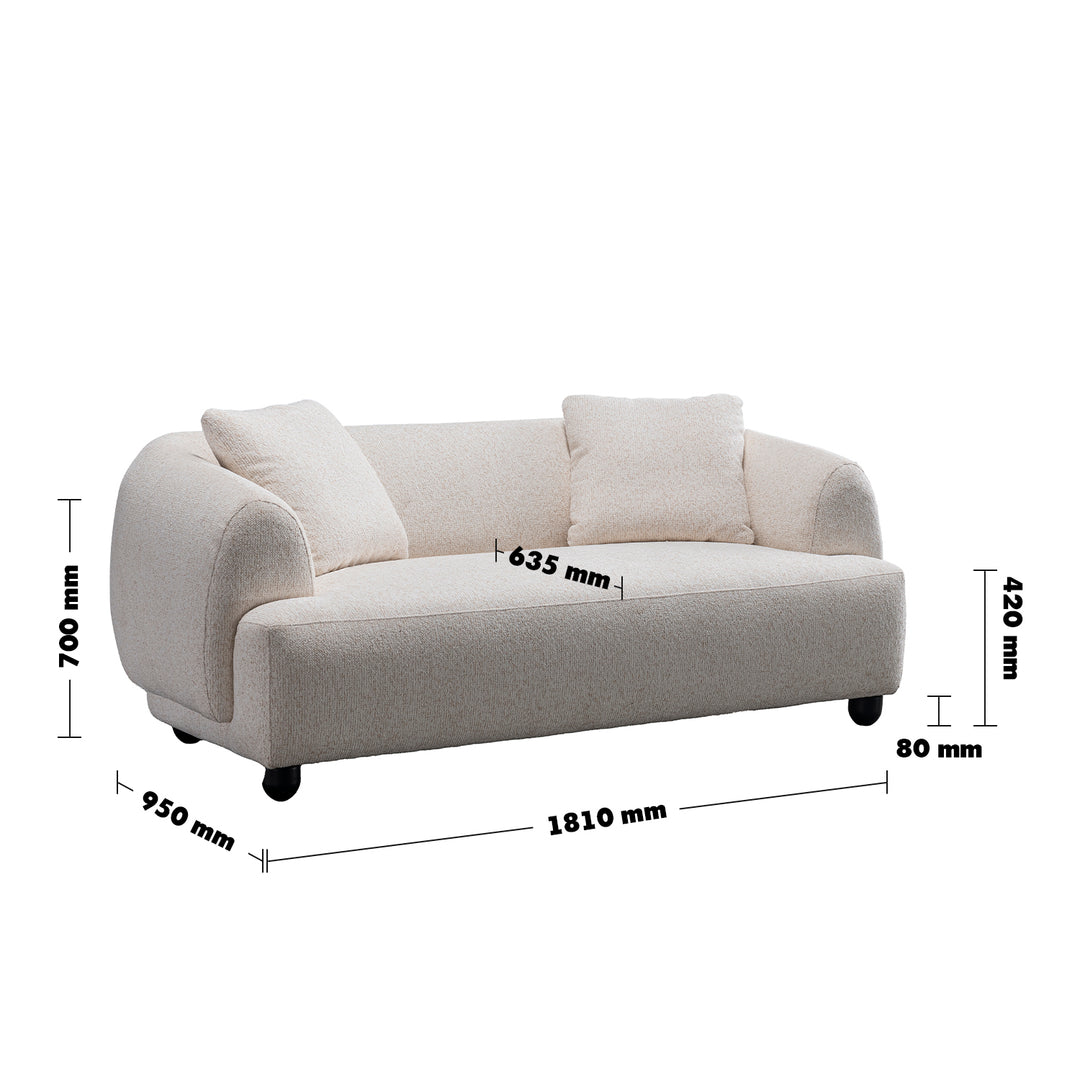 Cream mixed weave fabric 2 seater sofa puffy size charts.