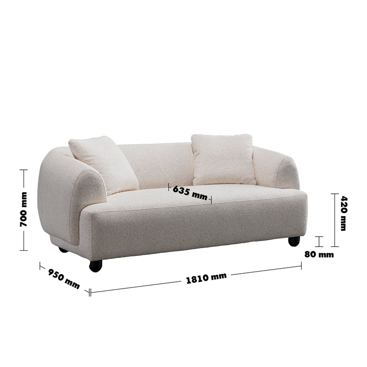 Cream mixed weave fabric 2 seater sofa puffy size charts.