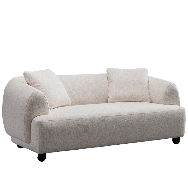 Cream mixed weave fabric 2 seater sofa puffy in real life style.