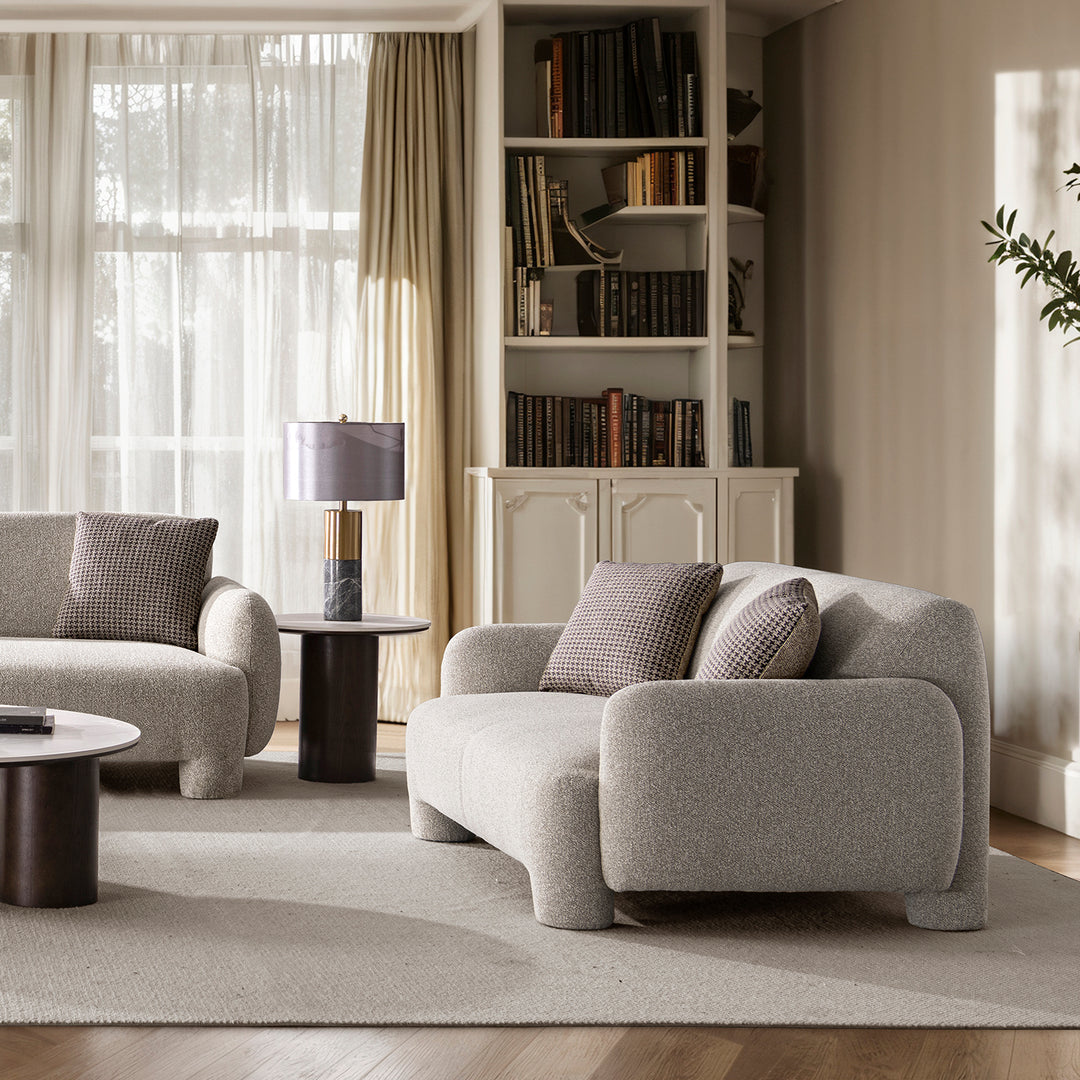 Cream mixed weave fabric 2 seater sofa syra primary product view.