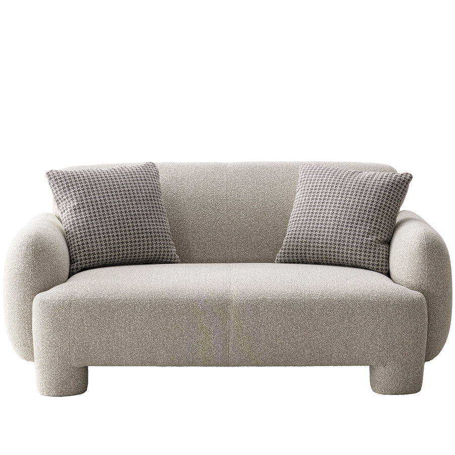 Cream mixed weave fabric 2 seater sofa syra in white background.