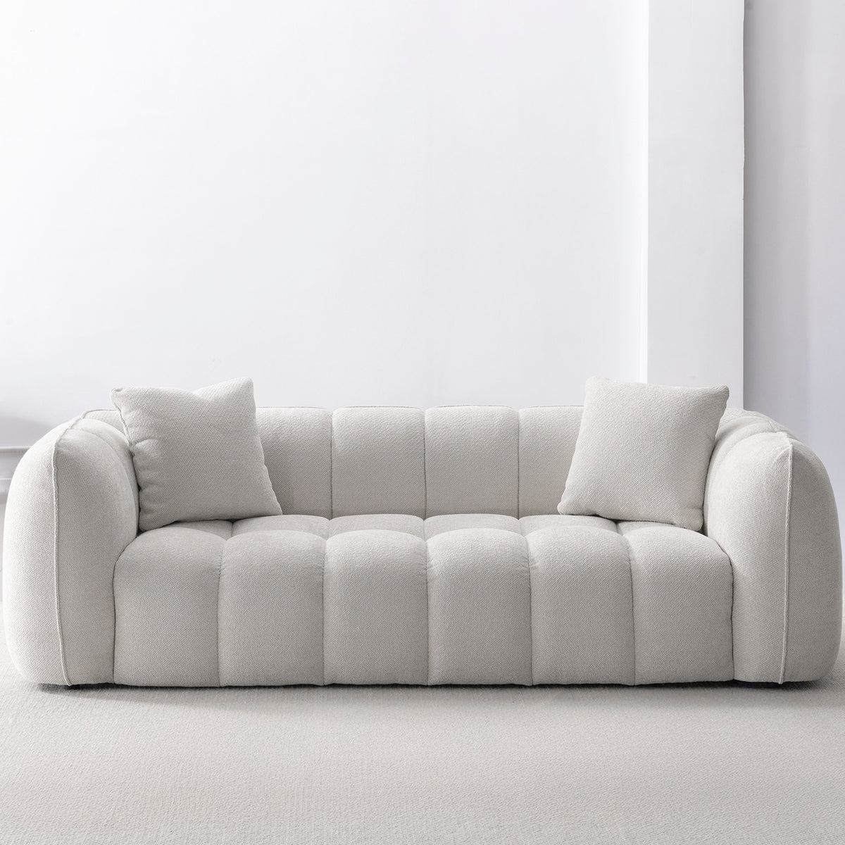 Cream mixed weave fabric 3 seater sofa puddy material variants.