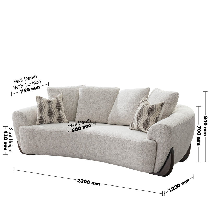 Cream Mixed Weave Fabric 3 Seater Sofa SWOOP Size Chart