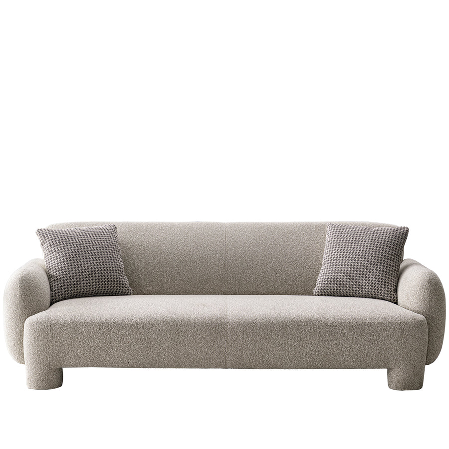 Cream mixed weave fabric 3 seater sofa syra in white background.