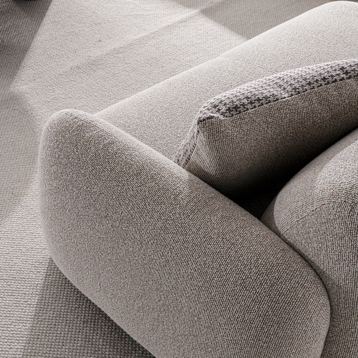 Cream mixed weave fabric 3 seater sofa syra with context.