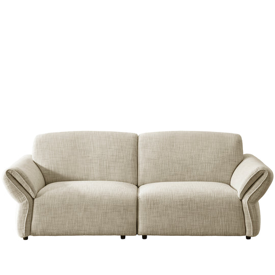 Cream mixed weave fabric sectional 3 seater sofa lunar in white background.