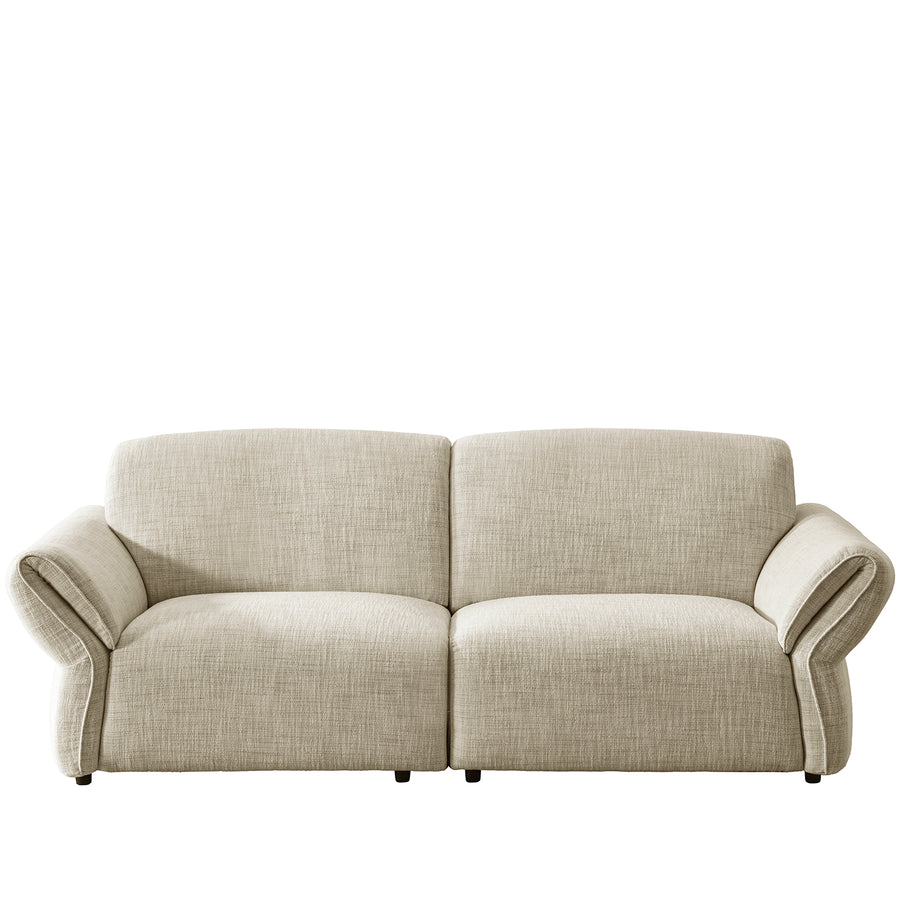 Cream mixed weave fabric sectional 3 seater sofa lunar in white background.