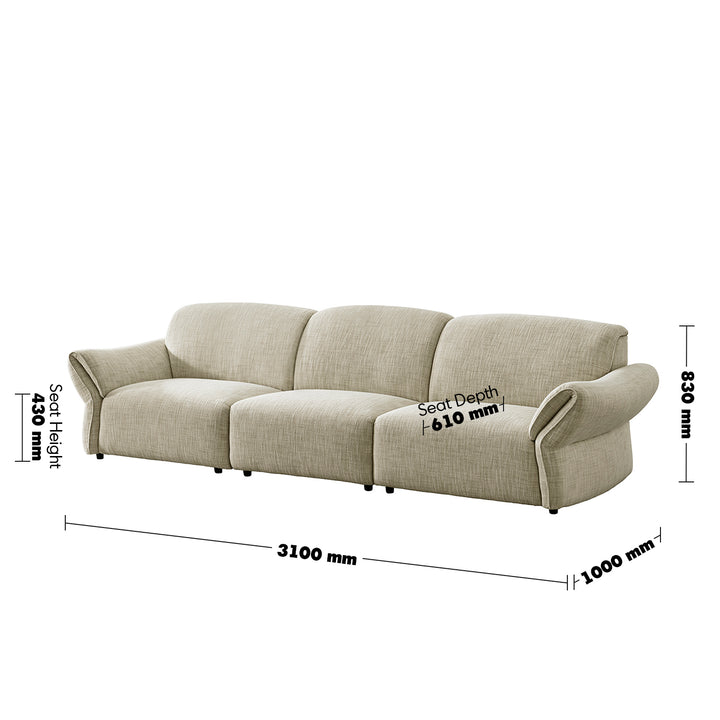 Cream mixed weave fabric sectional 4 seater sofa lunar size charts.